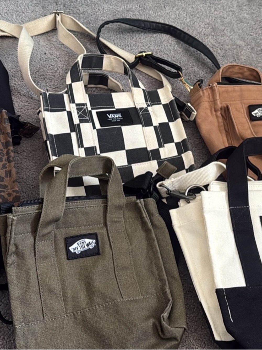 Vans Black & White Checkerboard Canvas Messenger Tote